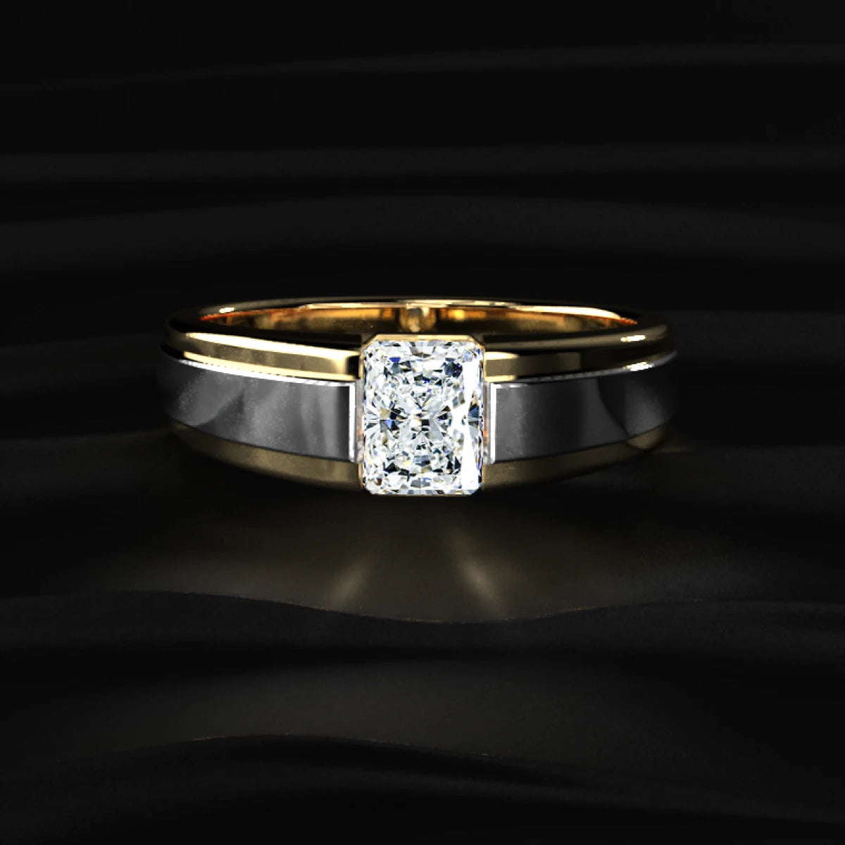 Radiant Cut Yellow Diamond Men's Ring | Earthly Jewels
