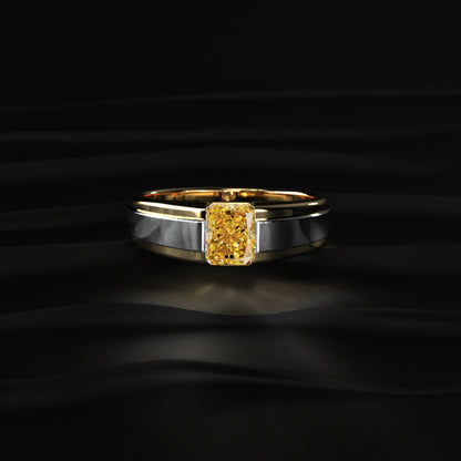 Radiant Cut Yellow Diamond Men's Ring | Earthly Jewels