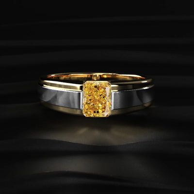 Radiant Cut Yellow Diamond Men's Ring | Earthly Jewels