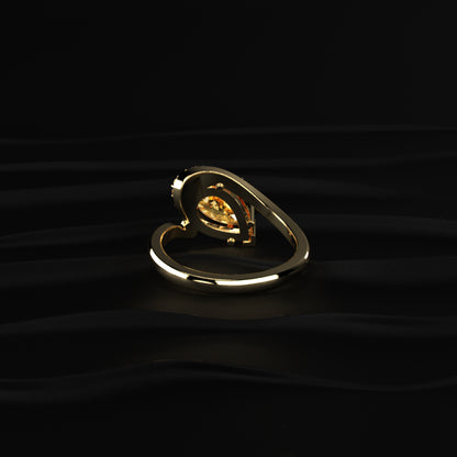 Yellow Pear Shaped Engagement Ring Wave Band | Earthly Jewels