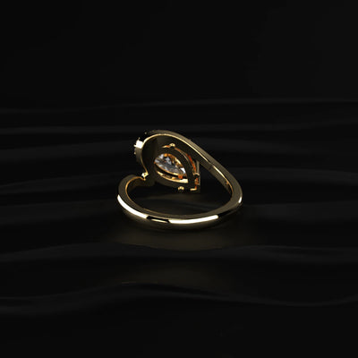 Yellow Pear Shaped Engagement Ring Wave Band | Earthly Jewels