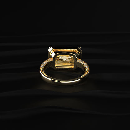 East West Radiant Yellow Diamond Solitaire Ring | Earthly Jewels