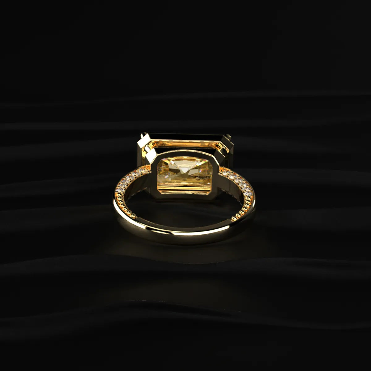 East West Radiant Yellow Diamond Solitaire Ring | Earthly Jewels