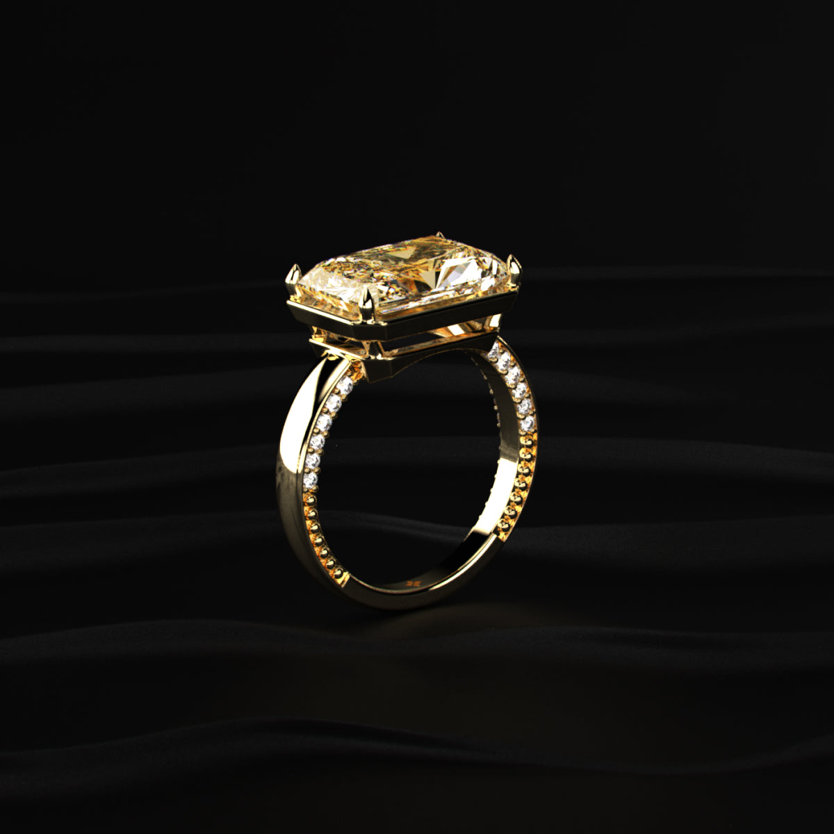 East West Radiant Yellow Diamond Solitaire Ring | Earthly Jewels