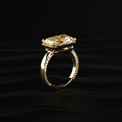 East West Radiant Yellow Diamond Solitaire Ring | Earthly Jewels