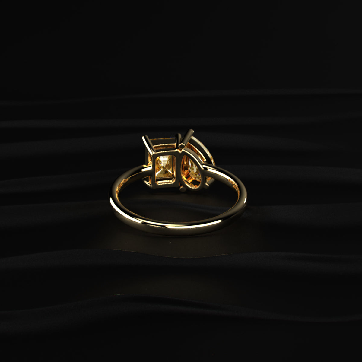 Pear And Radiant Toi Et Moi Yellow Diamond Ring | Earthly Jewels
