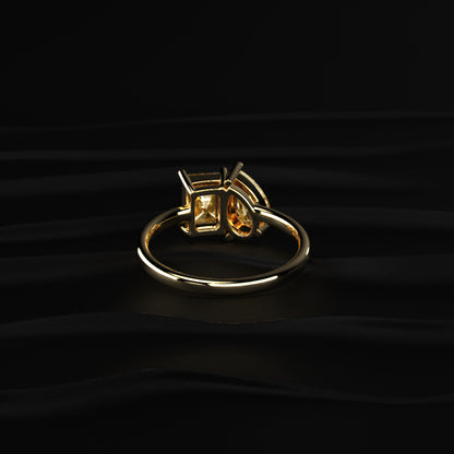 Pear And Radiant Toi Et Moi Yellow Diamond Ring | Earthly Jewels