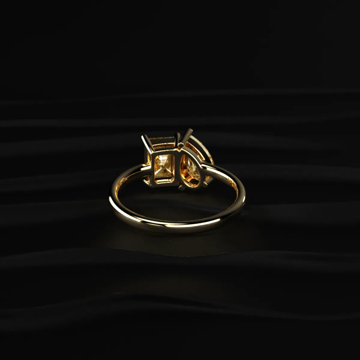 Pear And Radiant Toi Et Moi Yellow Diamond Ring | Earthly Jewels