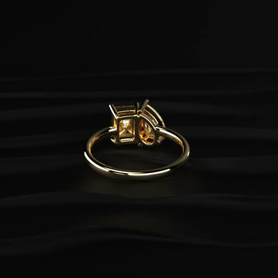 Pear And Radiant Toi Et Moi Yellow Diamond Ring | Earthly Jewels