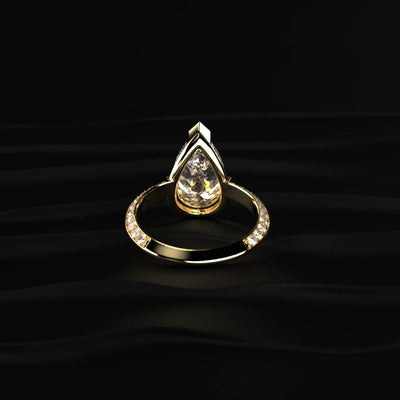 Pear Diamond Half Bezel Pave Ring