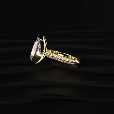 Pear Diamond Half Bezel Pave Ring