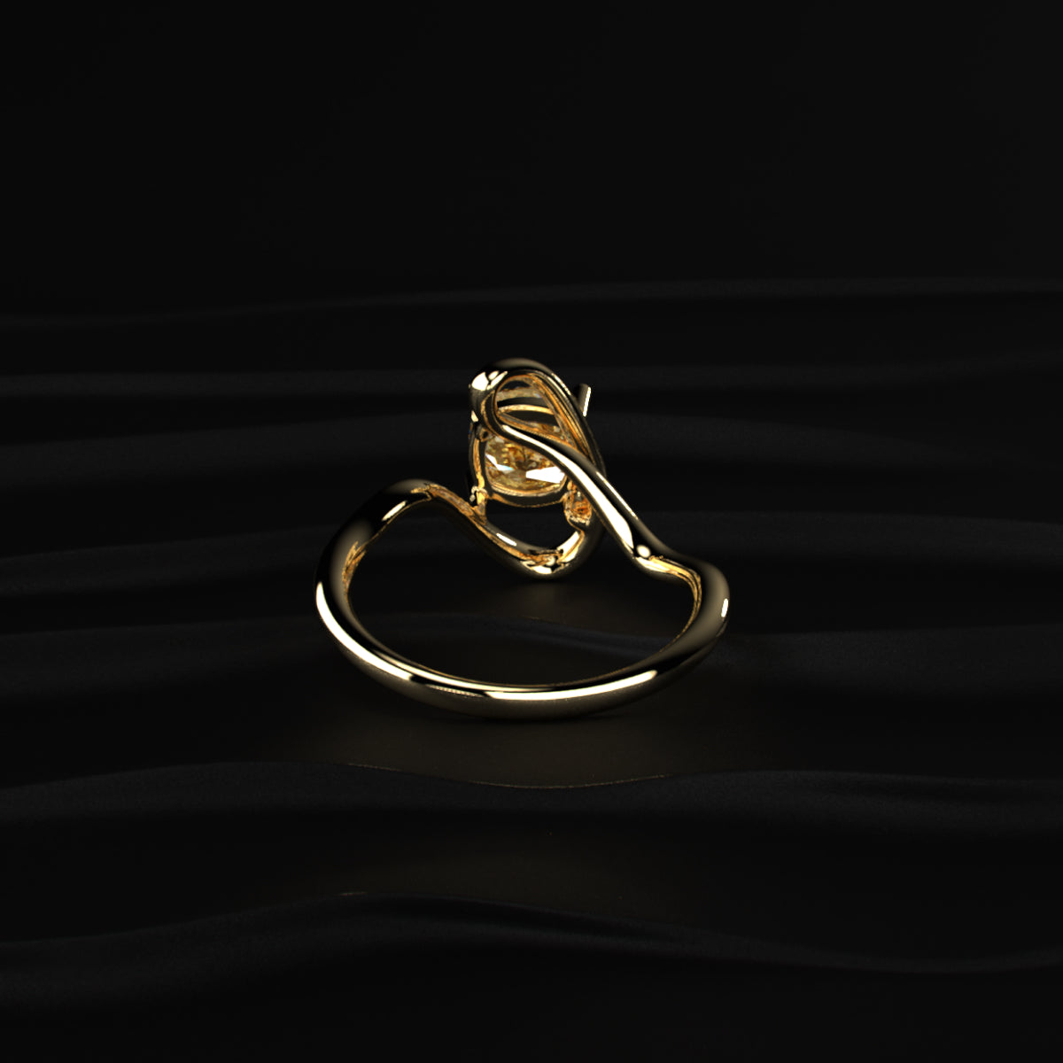 Cushion Cut Diamond Fluid Shape Ring | Earthly Jewels