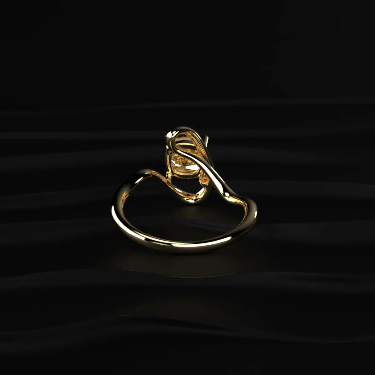 Cushion Cut Diamond Fluid Shape Ring | Earthly Jewels