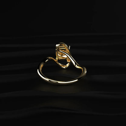 Cushion Cut Diamond Fluid Shape Ring | Earthly Jewels