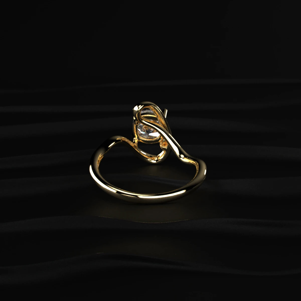 Cushion Cut Diamond Fluid Shape Ring | Earthly Jewels