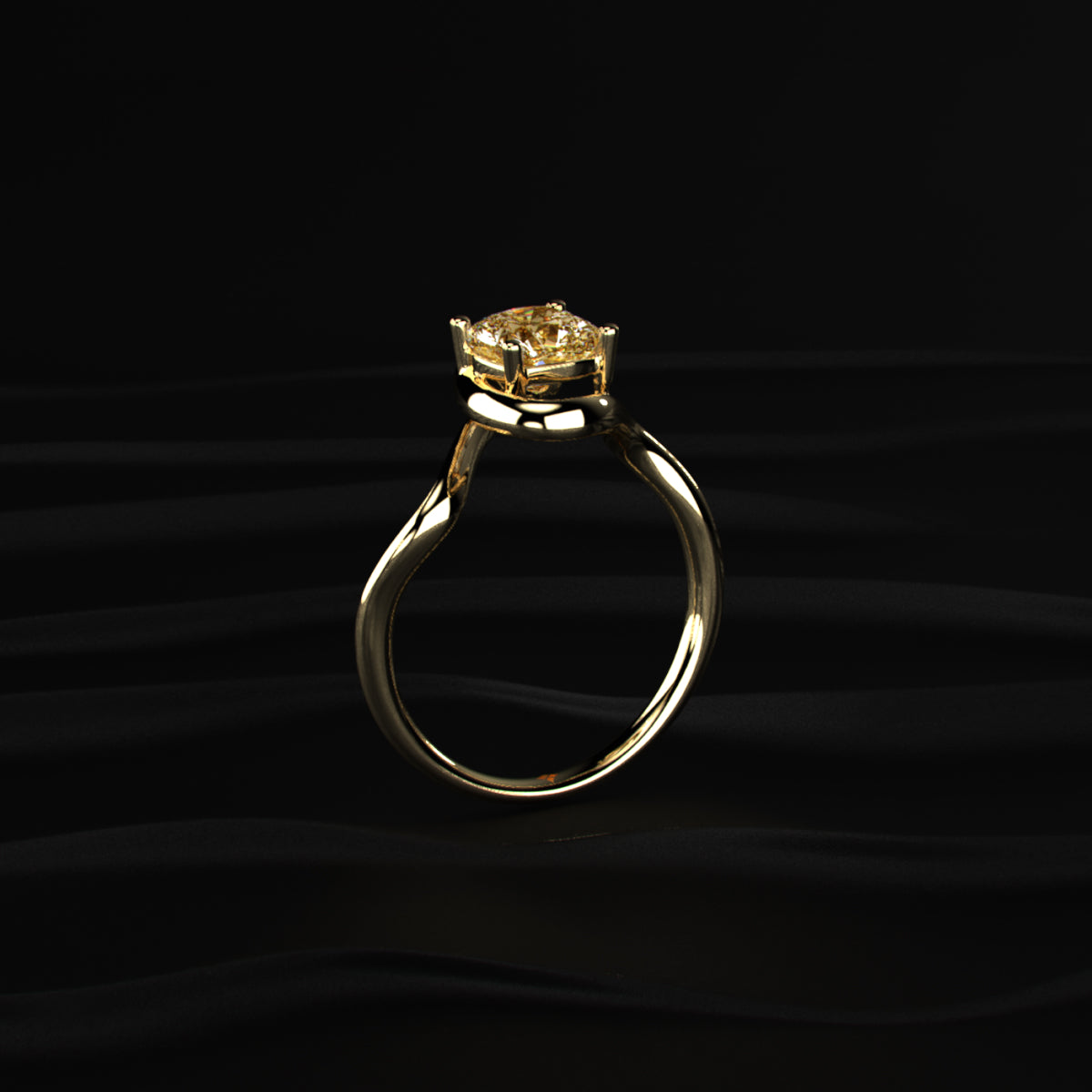 Cushion Cut Diamond Fluid Shape Ring | Earthly Jewels