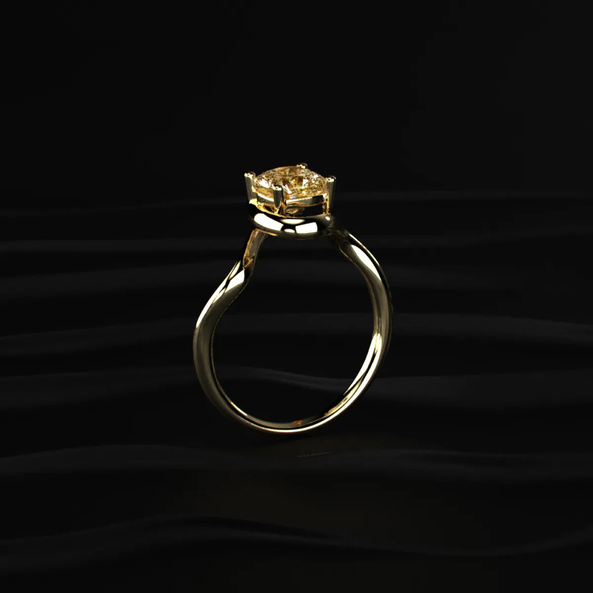 Cushion Cut Diamond Fluid Shape Ring | Earthly Jewels