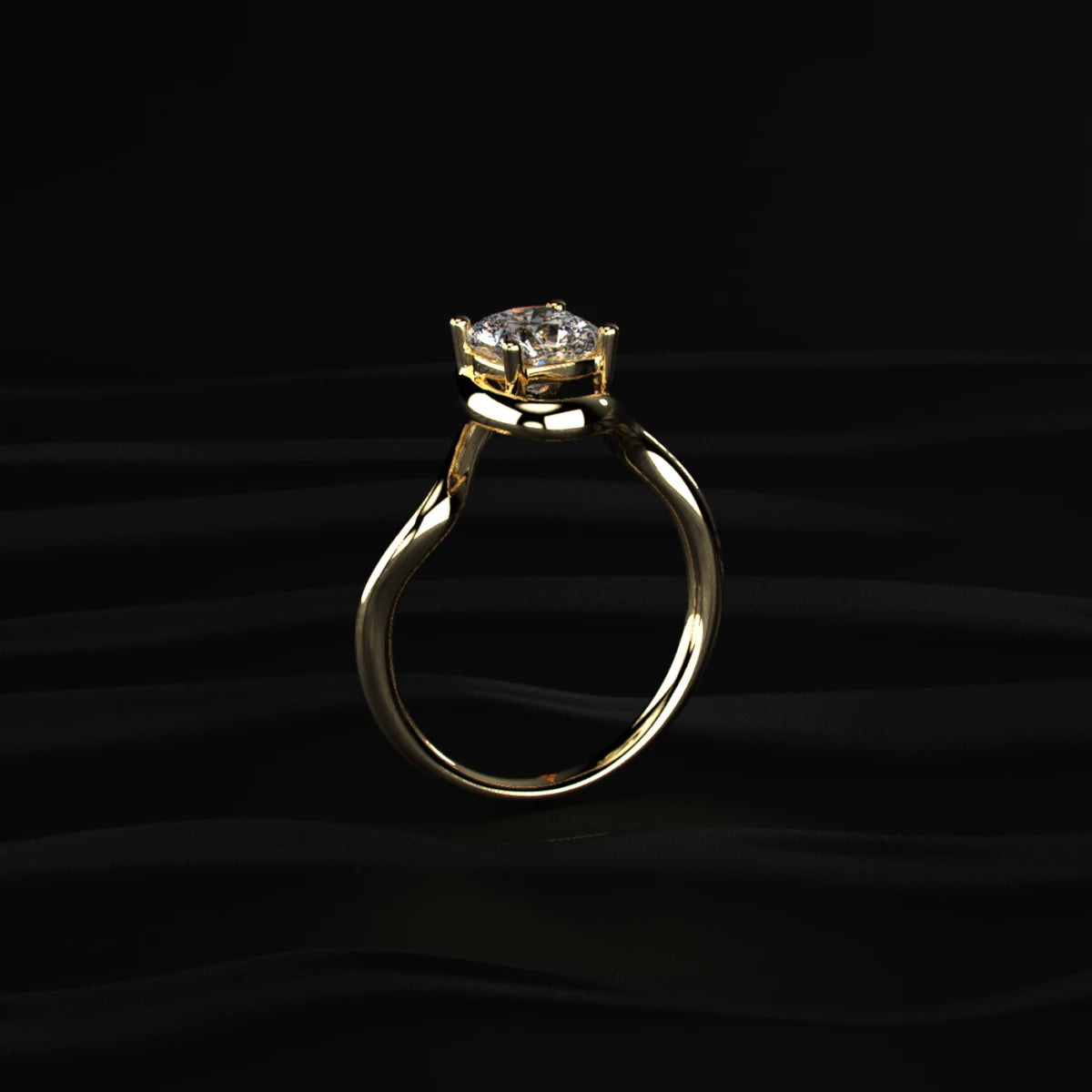 Cushion Cut Diamond Fluid Shape Ring | Earthly Jewels
