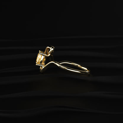 Cushion Cut Diamond Fluid Shape Ring | Earthly Jewels