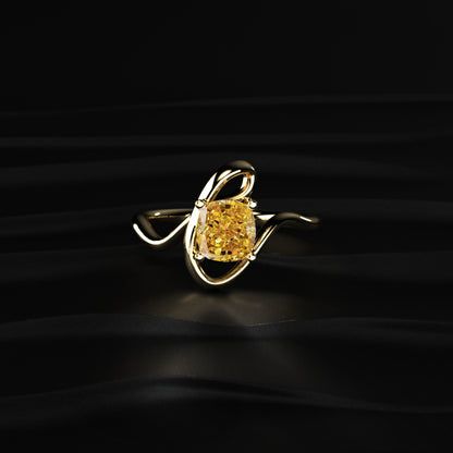 Cushion Cut Diamond Fluid Shape Ring | Earthly Jewels