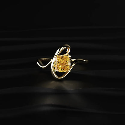 Cushion Cut Diamond Fluid Shape Ring | Earthly Jewels