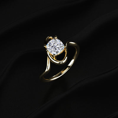 Cushion Cut Diamond Fluid Shape Ring | Earthly Jewels