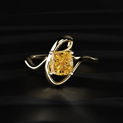 Cushion Cut Diamond Fluid Shape Ring | Earthly Jewels