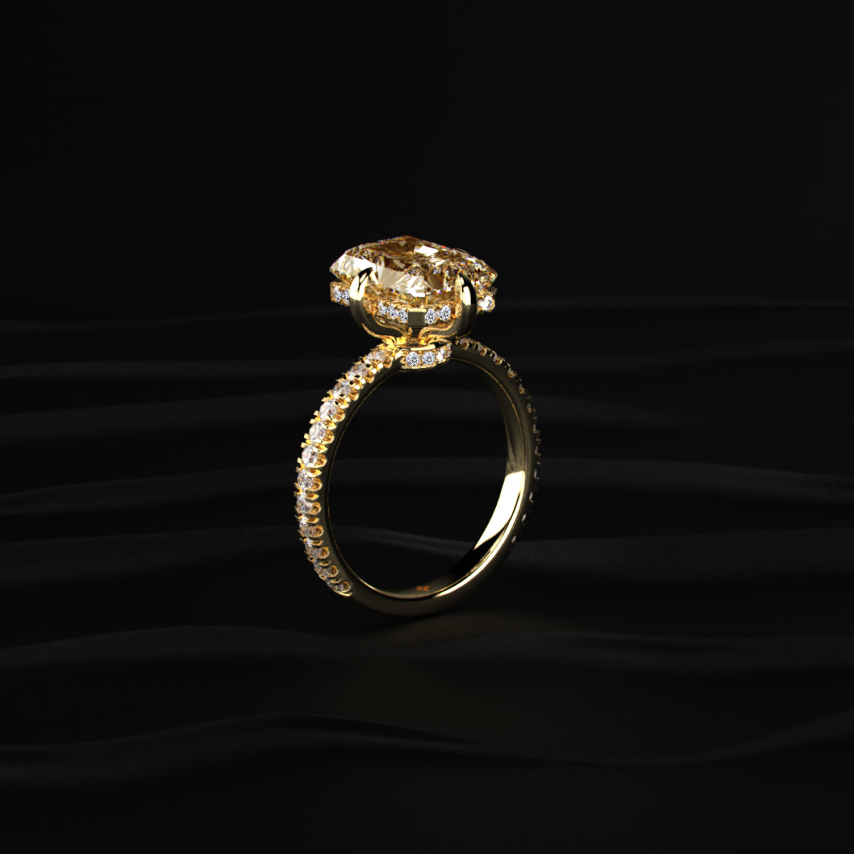 Yellow Diamond Radiant Cut Pave Ring | Earthly Jewels