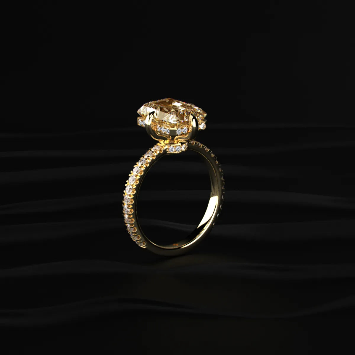 Yellow Diamond Radiant Cut Pave Ring | Earthly Jewels