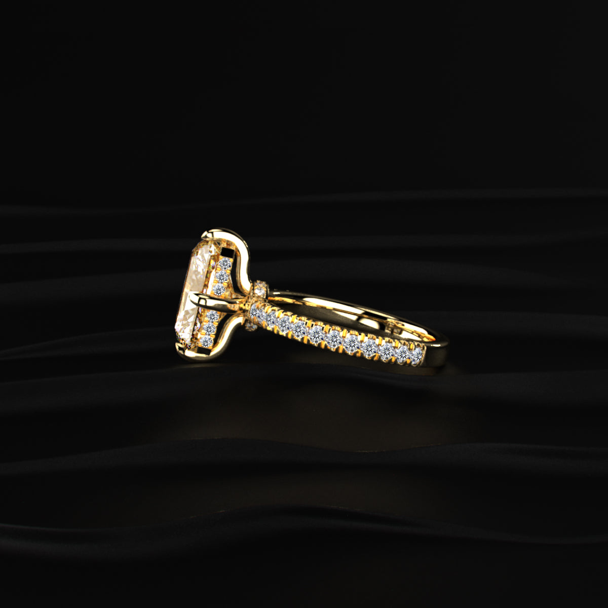 Yellow Diamond Radiant Cut Pave Ring | Earthly Jewels
