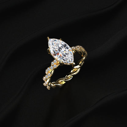 Marquise Cut Engagement Rings With Twisted Pave | Earthly Jewels   