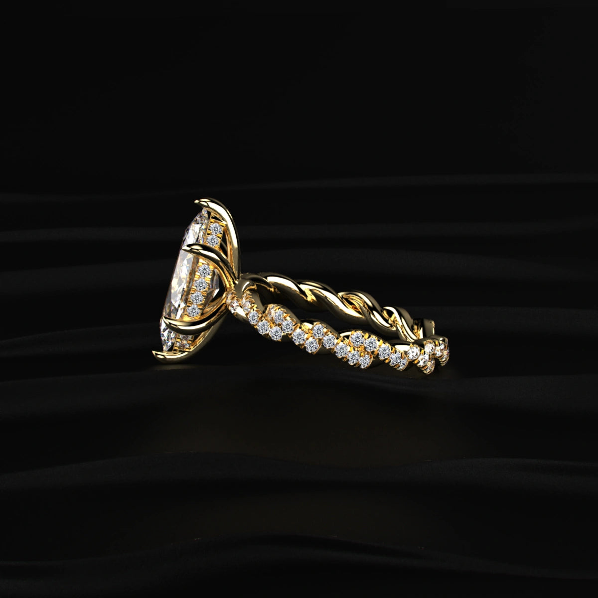 Marquise Cut Engagement Rings With Twisted Pave | Earthly Jewels   