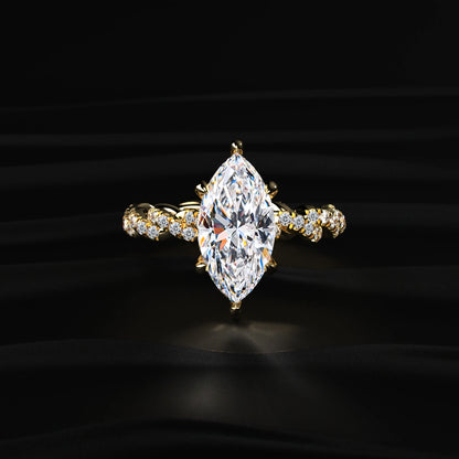 Marquise Cut Engagement Rings With Twisted Pave | Earthly Jewels   