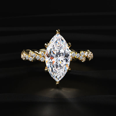 Marquise Cut Engagement Rings With Twisted Pave | Earthly Jewels   