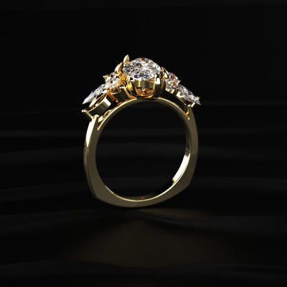 Marquise Diamond Engagement Ring With Accents | Earthly Jewels   