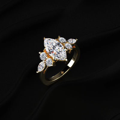 Marquise Diamond Engagement Ring With Accents | Earthly Jewels   