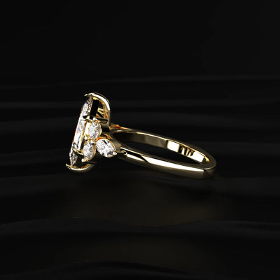 Marquise Diamond Engagement Ring With Accents | Earthly Jewels   