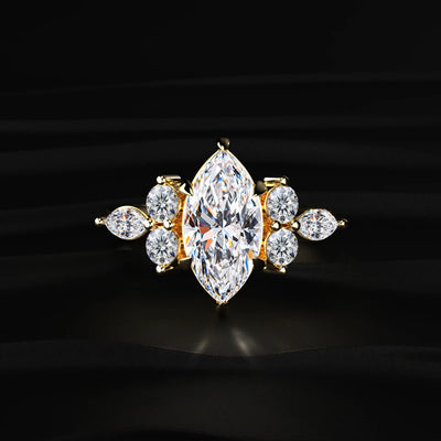 Marquise Diamond Engagement Ring With Accents | Earthly Jewels   