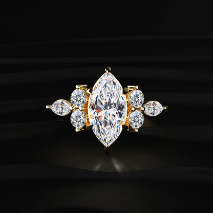 Marquise Diamond Engagement Ring With Accents | Earthly Jewels   