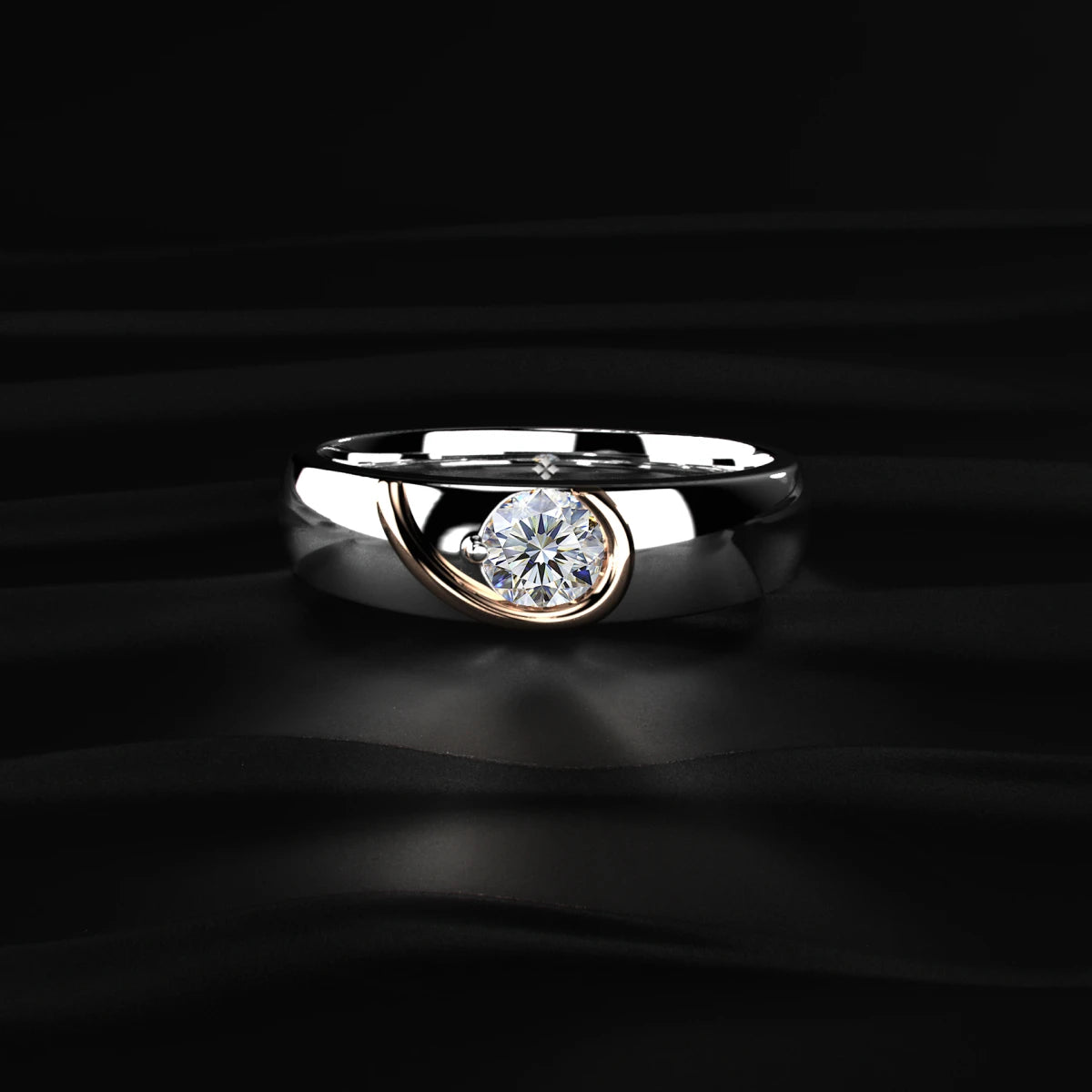 Round Solitaire Engagement Men'S Puzzle Heart Ring | Earthly Jewels   