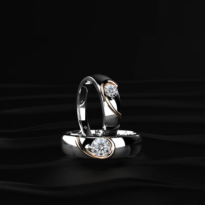 Round Solitaire Engagement Men'S Puzzle Heart Ring