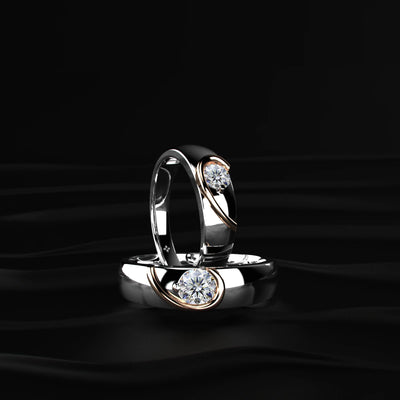 Round Solitaire Engagement Female Puzzle Heart Ring