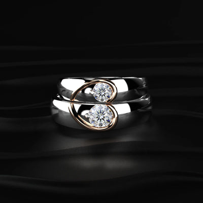Round Solitaire Engagement Female Puzzle Heart Ring