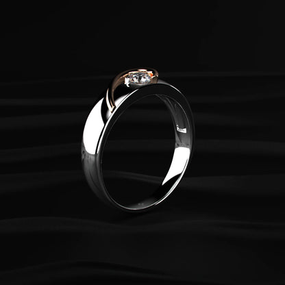 Round Solitaire Engagement Female Puzzle Heart Ring | Earthly Jewels   