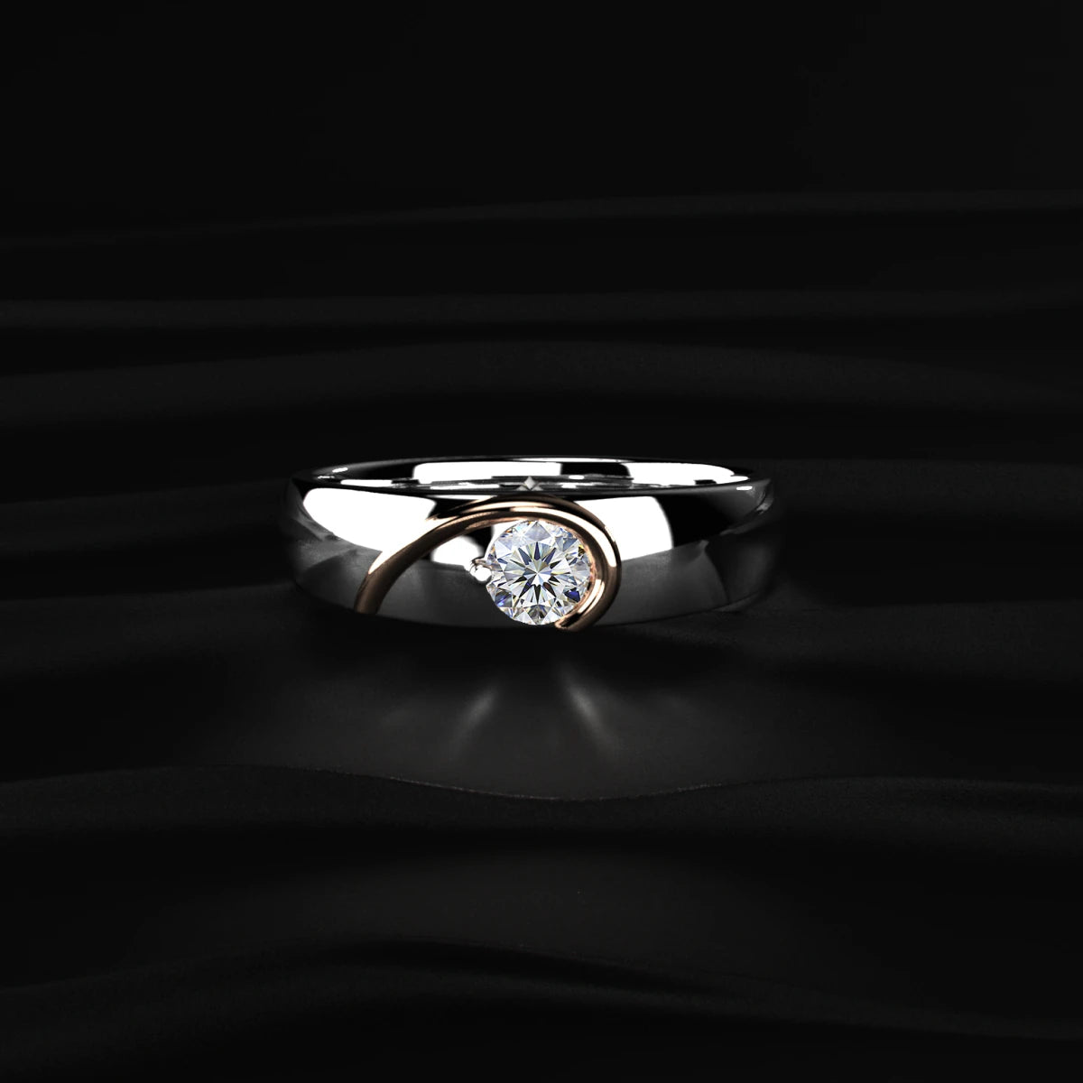 Round Solitaire Engagement Female Puzzle Heart Ring | Earthly Jewels   