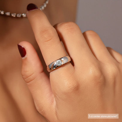 Round Solitaire Engagement Female Puzzle Heart Ring | Earthly Jewels   