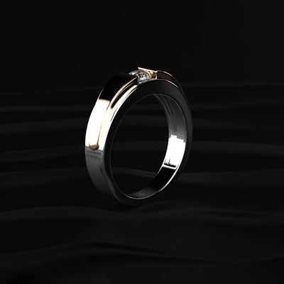 Round Diamond Dual Tone Engagement Men'S Ring | Earthly Jewels   