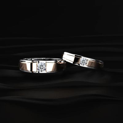 Round Diamond Dual Tone Engagement Men'S Ring