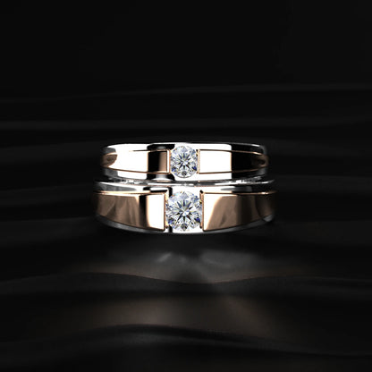 Round Diamond Dual Tone Engagement Female Ring