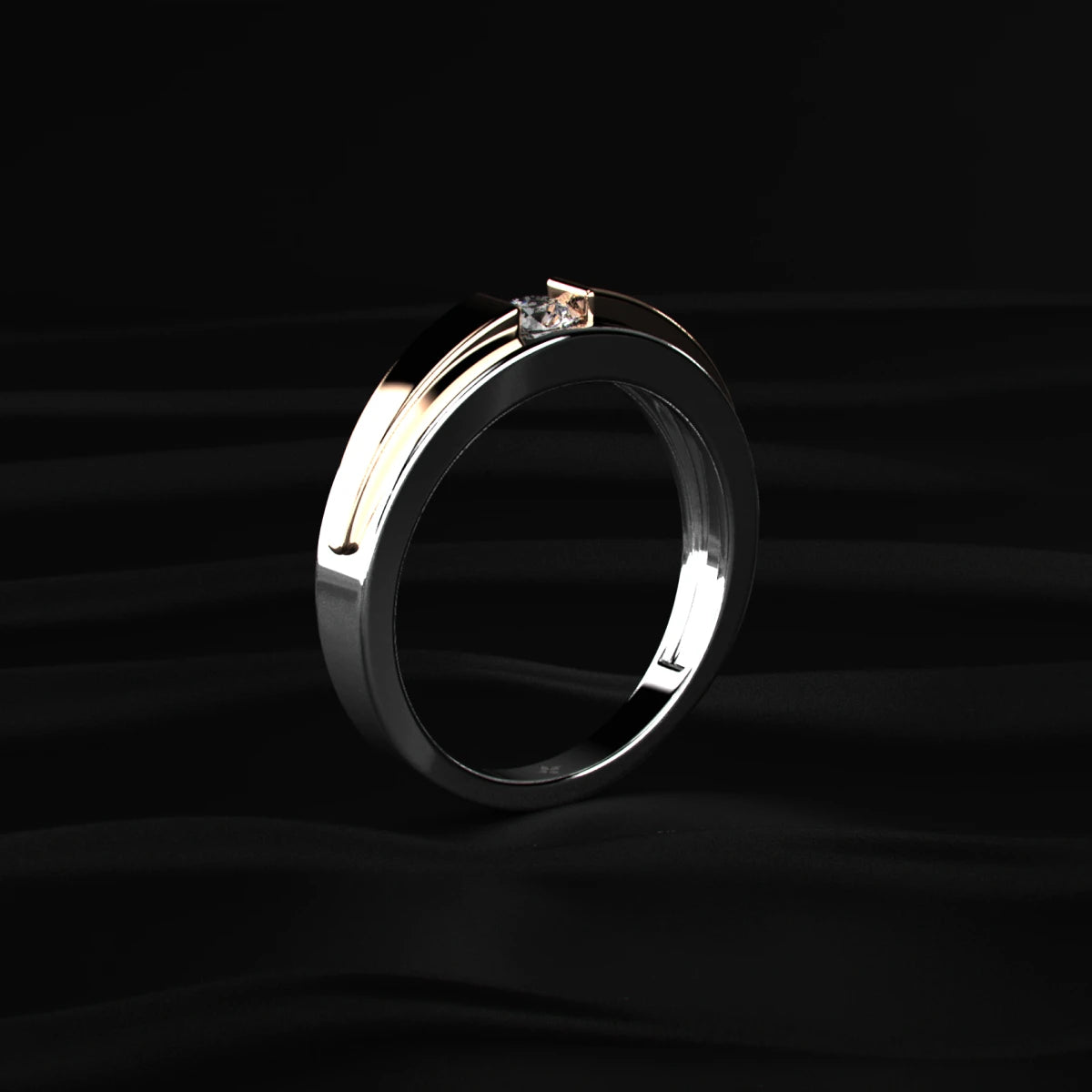 Round Diamond Dual Tone Engagement Female Ring | Earthly Jewels   